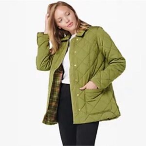 Isaac Mizrahi Live Women’s Jacket Quilted Puffer Pockets‎ Zipper Green Size XS